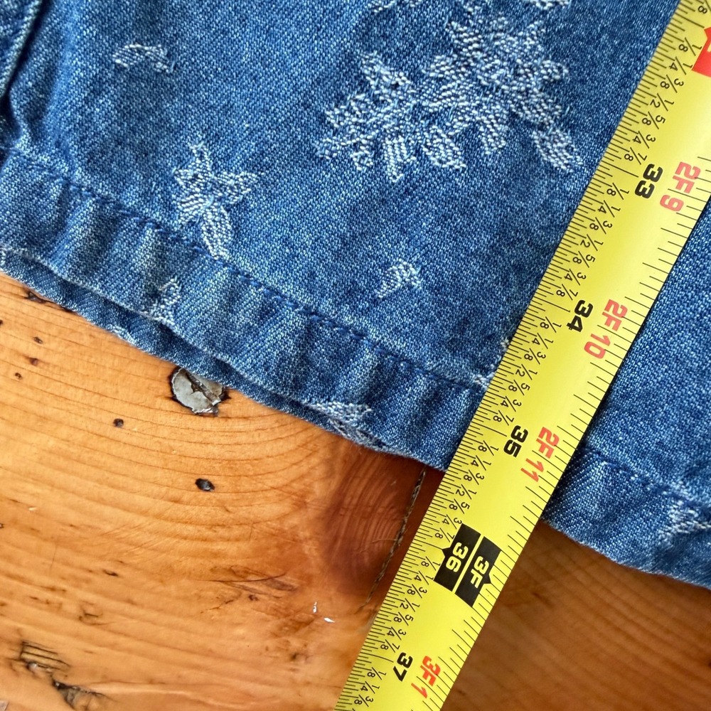 Liz Claiborne Denim Maxi Skirt 6 Floral Print Cotton Boho Western Cowgirl 90s - Picture 10 of 11
